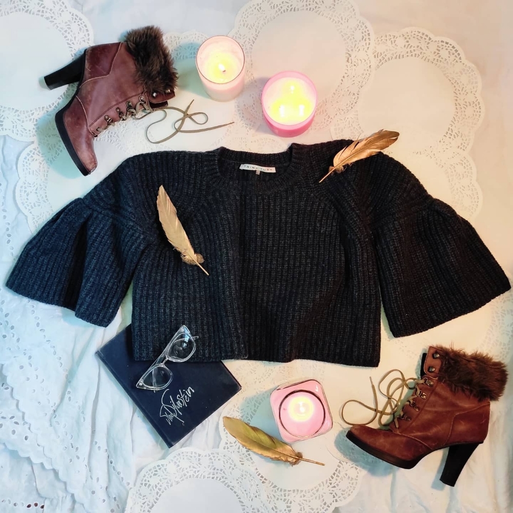 Bell Sleeve Cropped Sweater
